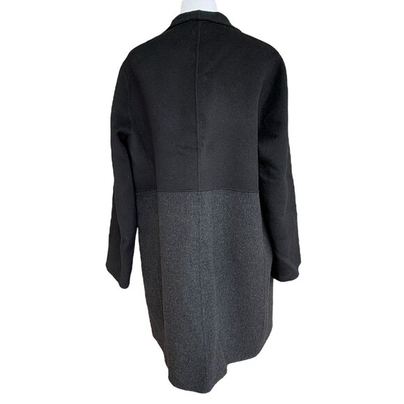 Eileen Fisher Wool Two Tone Color Block Coat Black Gray Size Large - Picture 4 of 5